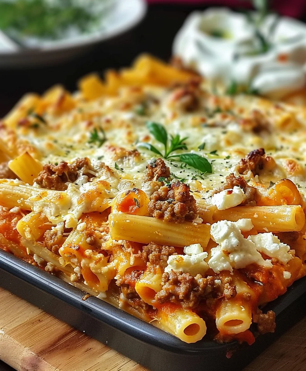 Griechischer Nudelauflauf: Feta & Rinderhackfleisch Traum