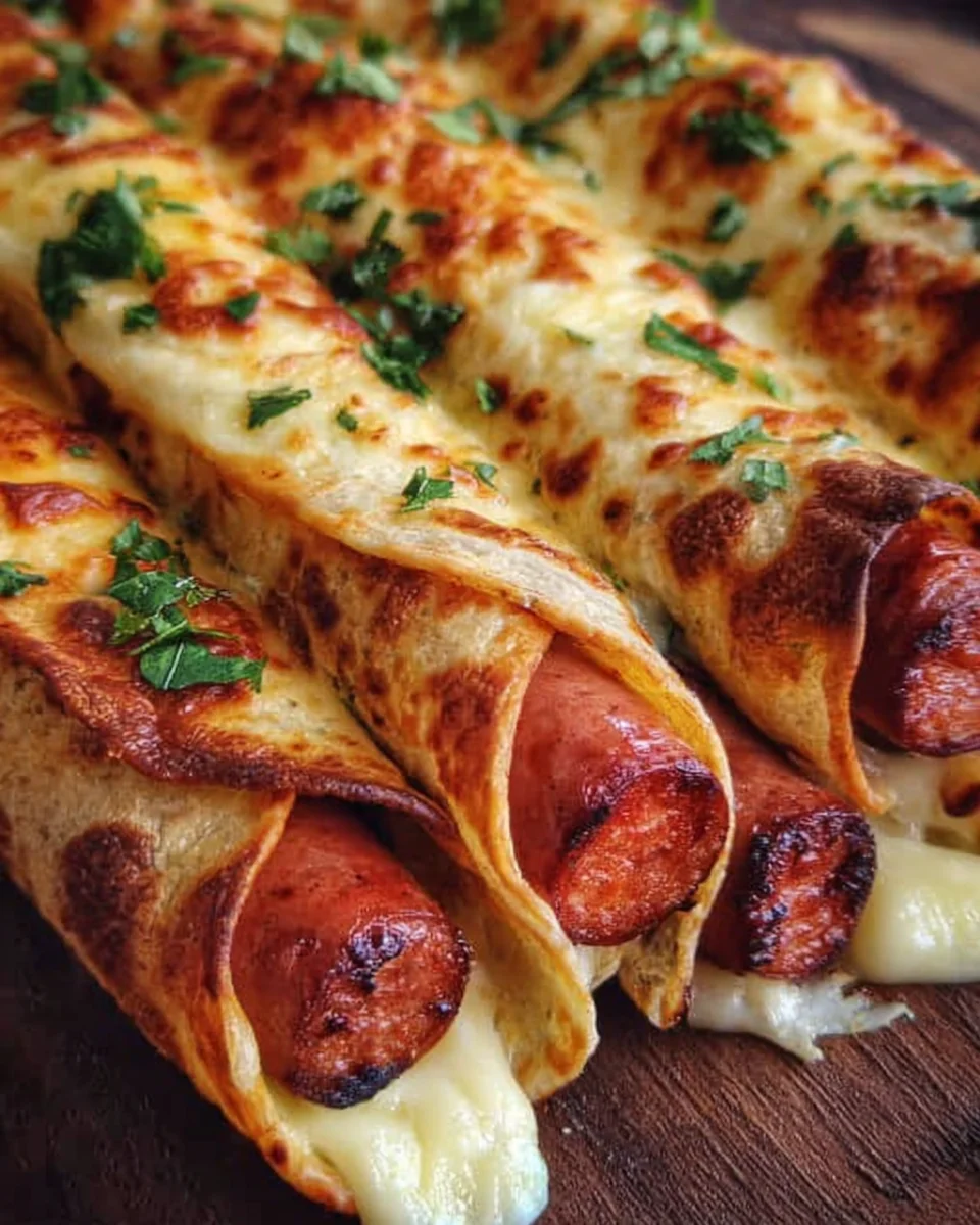 Gebackene Hot Dogs im Tortilla-Teig: Knusprig & lecker!