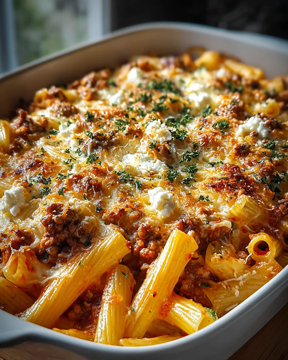 Einfacher Nudelauflauf mit Feta & Rinderhack – Genuss pur!