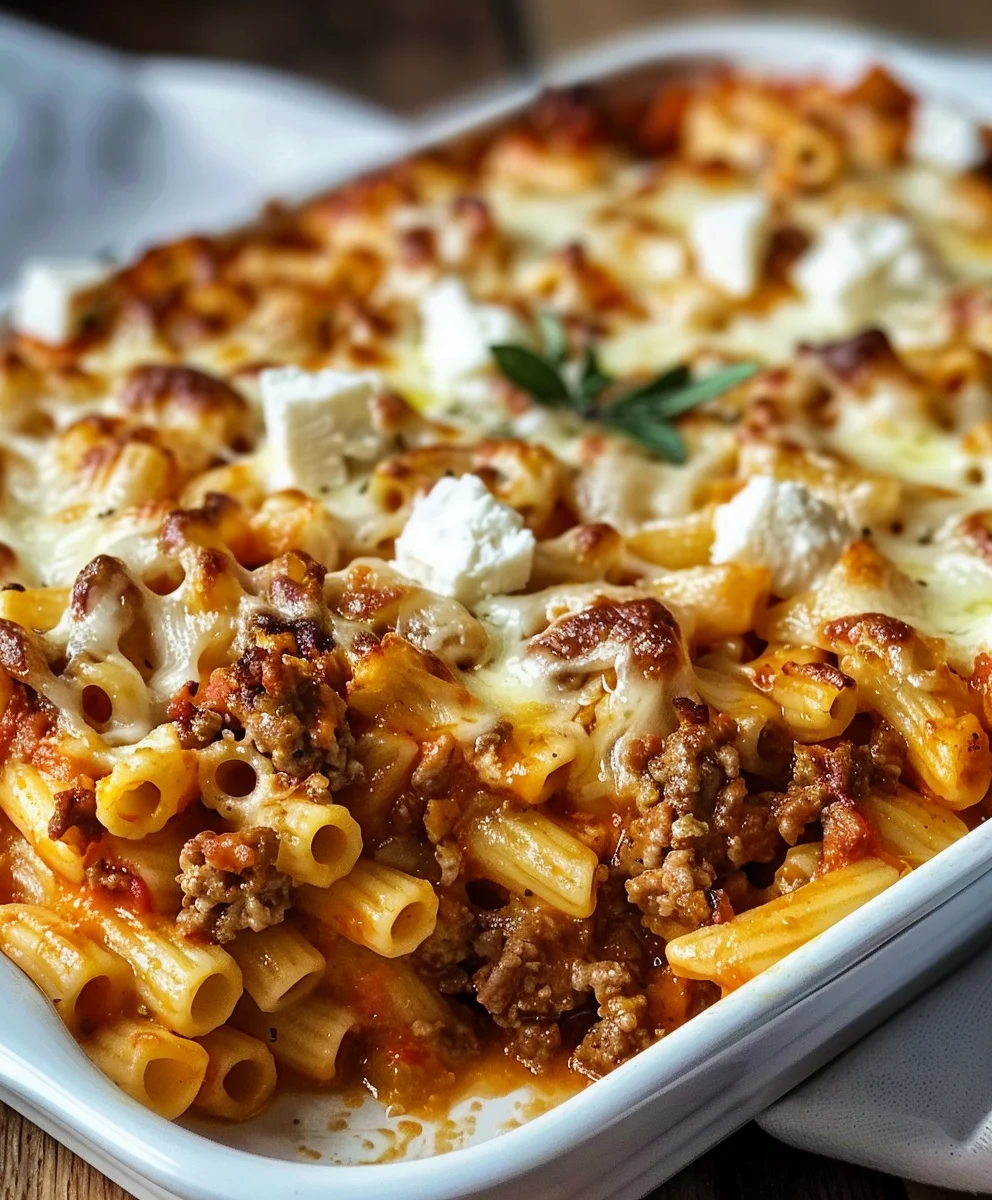 Griechischer Nudelauflauf: Feta & Rinderhackfleisch Traum