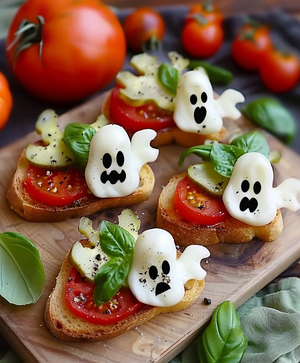 Spooky Caprese Crostini Geister: Deine Halloween Vorspeise!