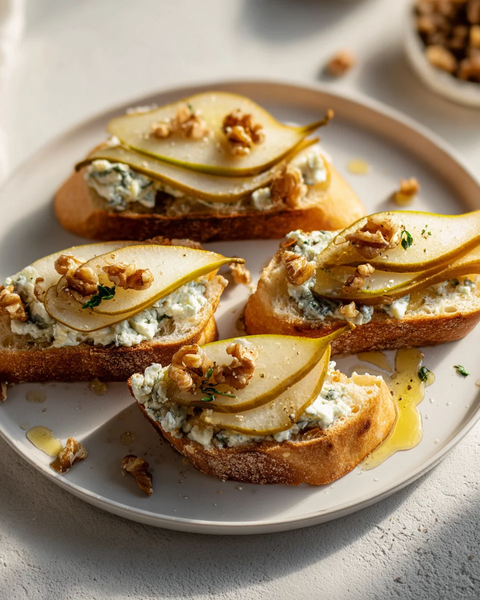 Würzige Gorgonzola-Birnen Bruschetta Rezept – Schnell & Lecker!