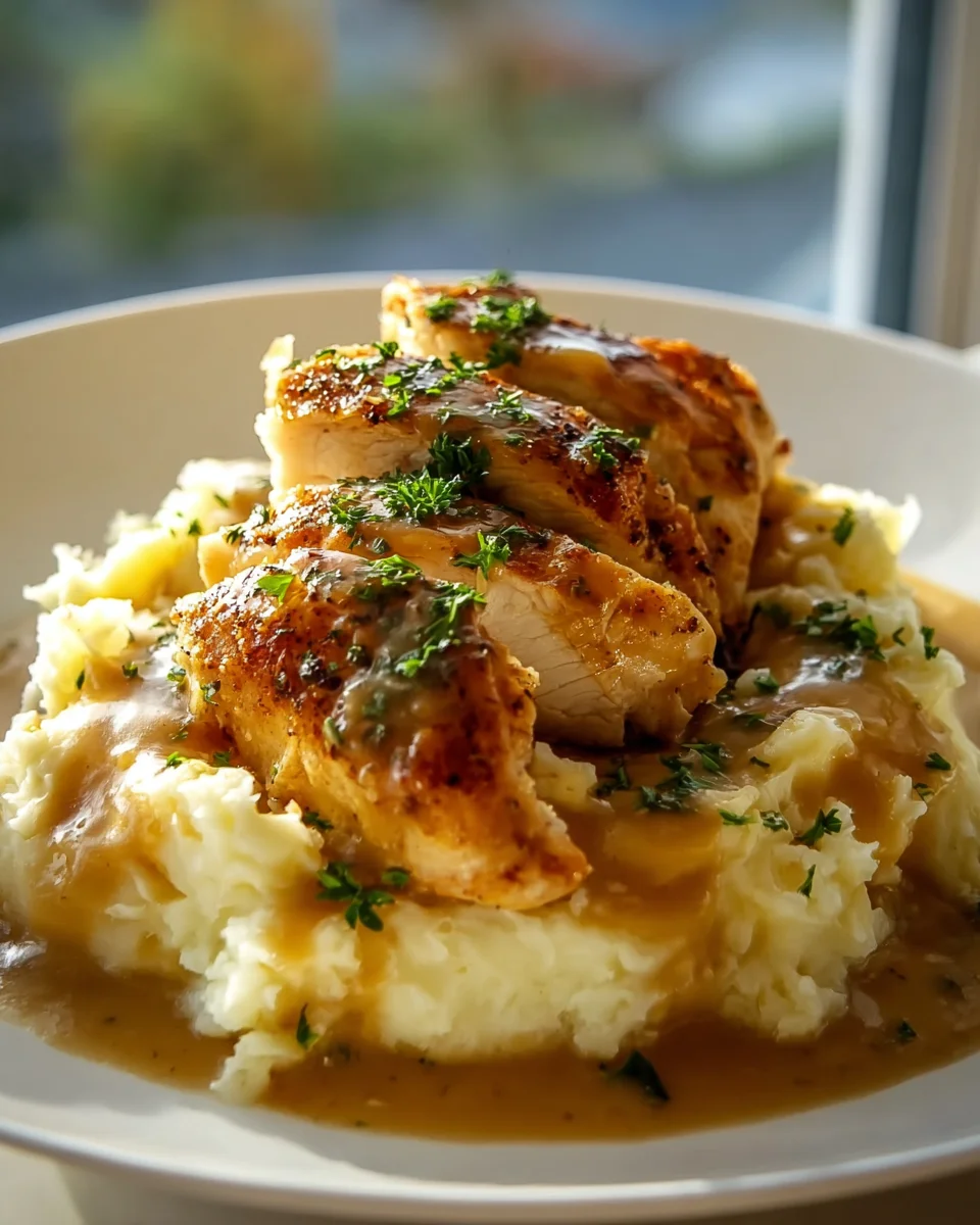 Hähnchen in Knoblauchsoße mit Käse-Kartoffelpüree Rezept