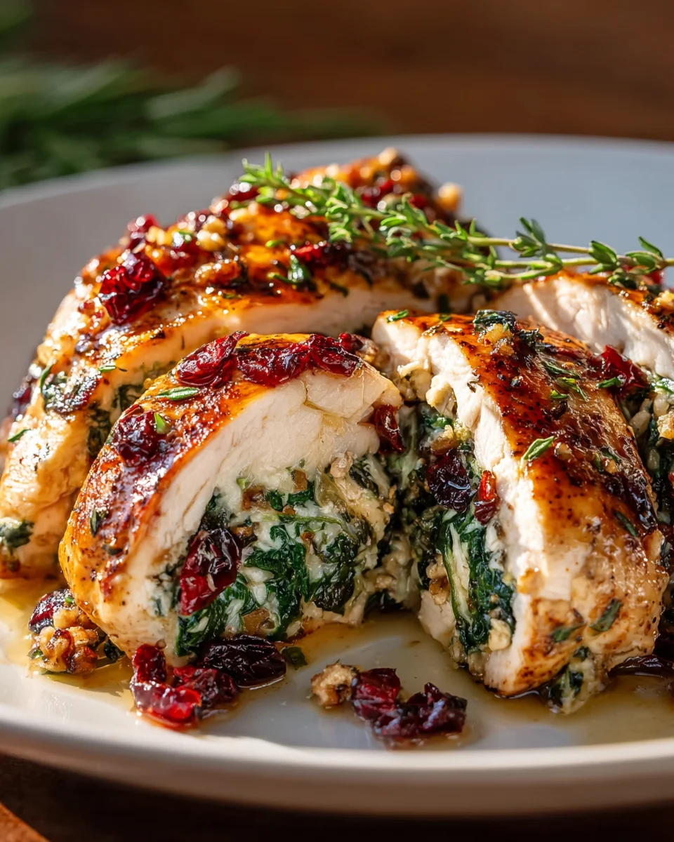 Spinat-Cranberry gefüllte Hähnchenbrust – Ein Genuss!
