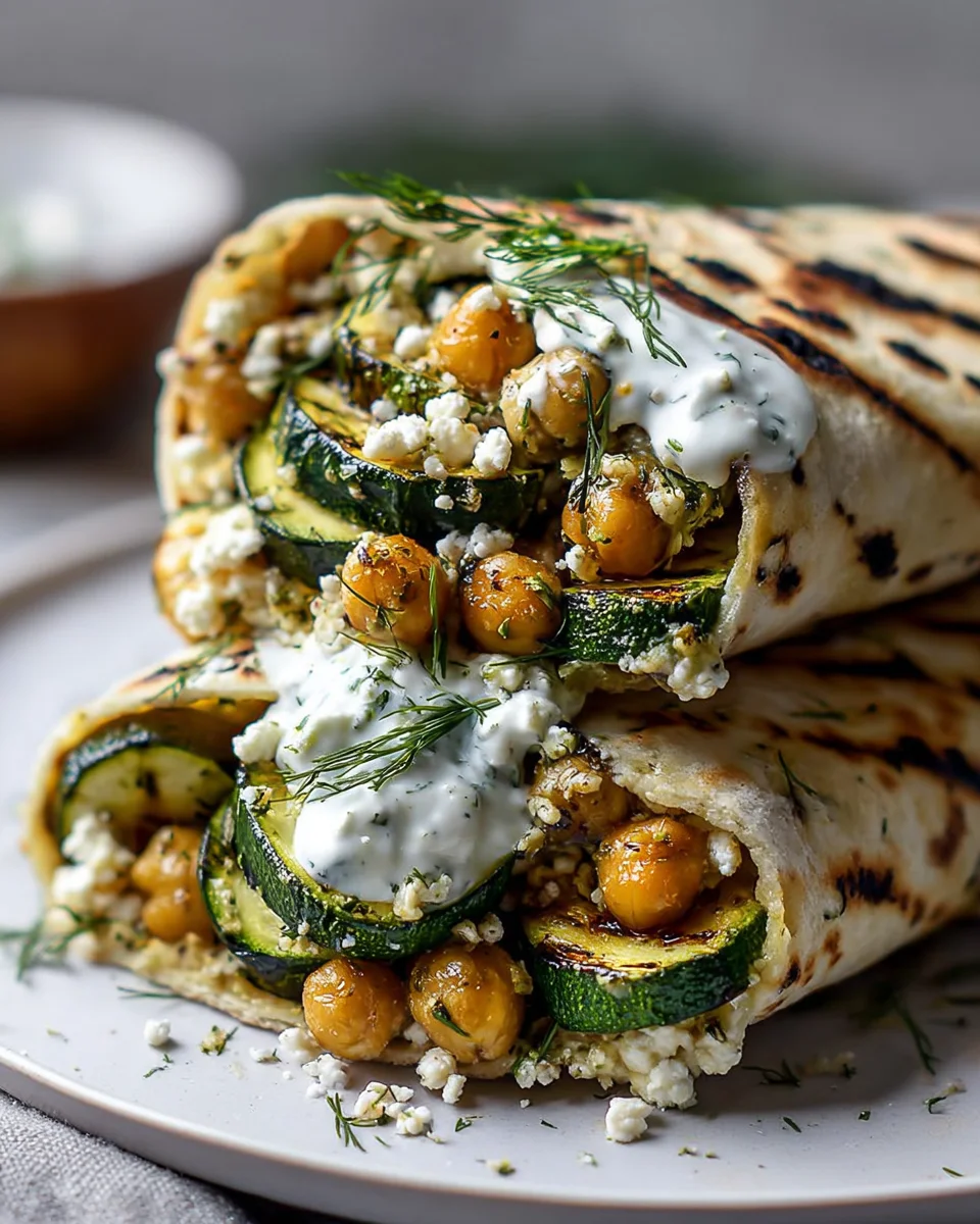 Grilled Zucchini Feta Chickpea Wrap: Lecker & Gesund!