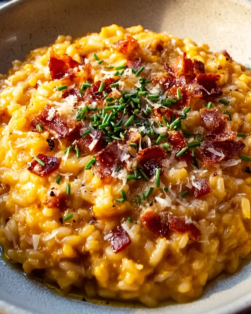 Ultimatives Pumpkin Risotto mit Beef Bacon & Parmesan.