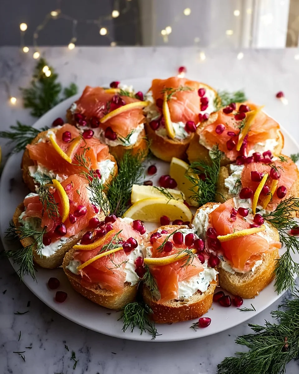 Weihnachts-Bruschetta-Kranz mit Räucherlachs – Festlicher Genuss