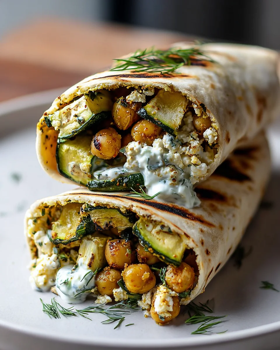 Grilled Zucchini Feta Chickpea Wrap: Lecker & Gesund!