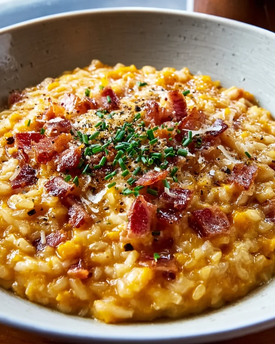 Ultimatives Pumpkin Risotto mit Beef Bacon & Parmesan.