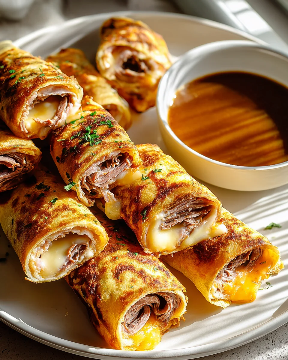 Leckere French Dip Tortilla Rollups mit Rindfleisch genießen!
