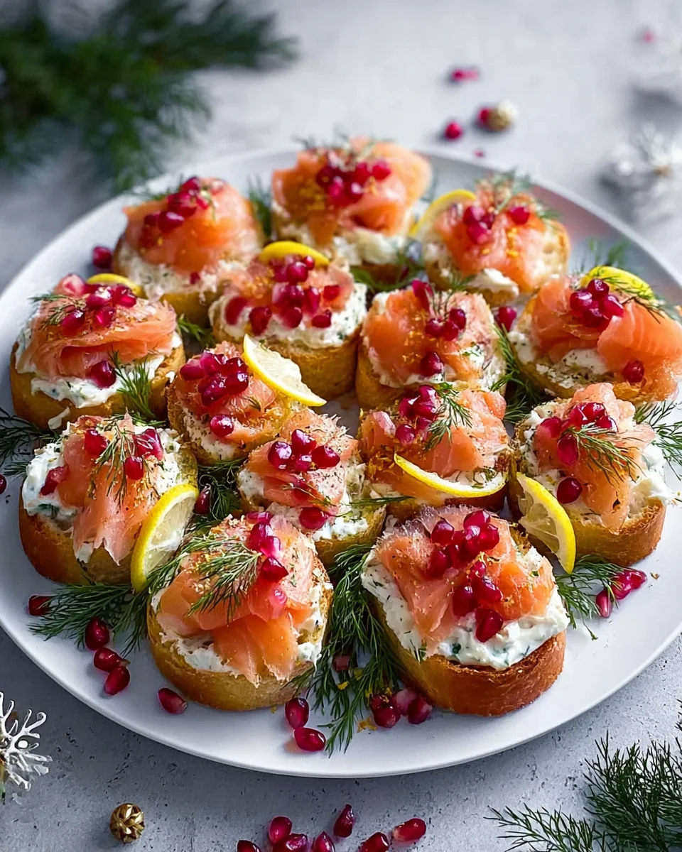 Weihnachts-Bruschetta-Kranz mit Räucherlachs – Festlicher Genuss