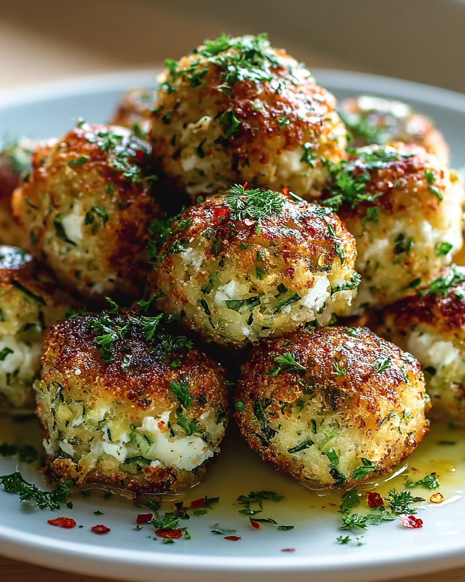 Knusprige Zucchini Feta Bällchen – Dein einfaches Ofenrezept