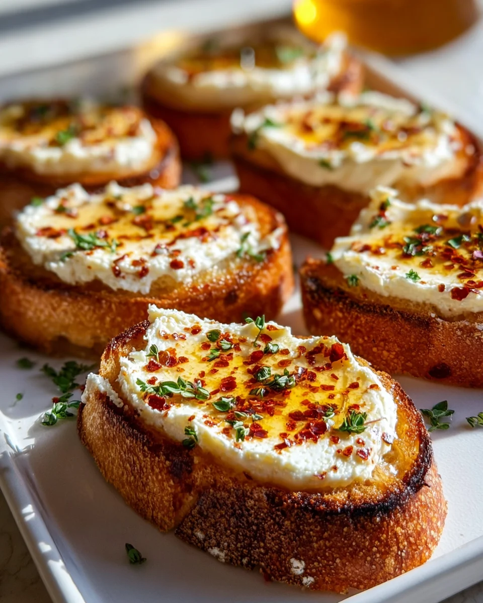 Entdecke cremig-süß-scharfe Feta Crostini mit Hot Honey!