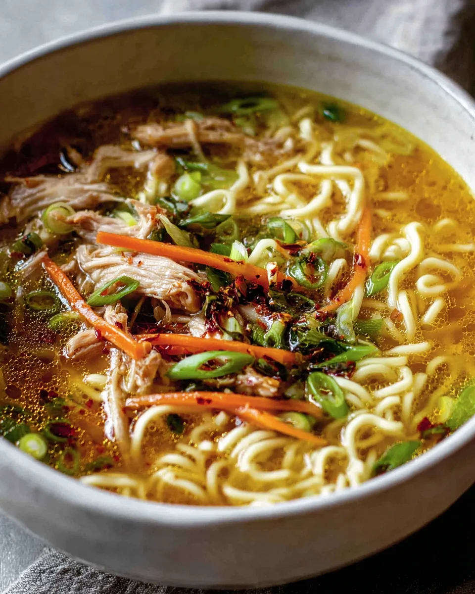 Aromatische Knoblauch-Hühnchen-Nudelsuppe ohne Alkohol