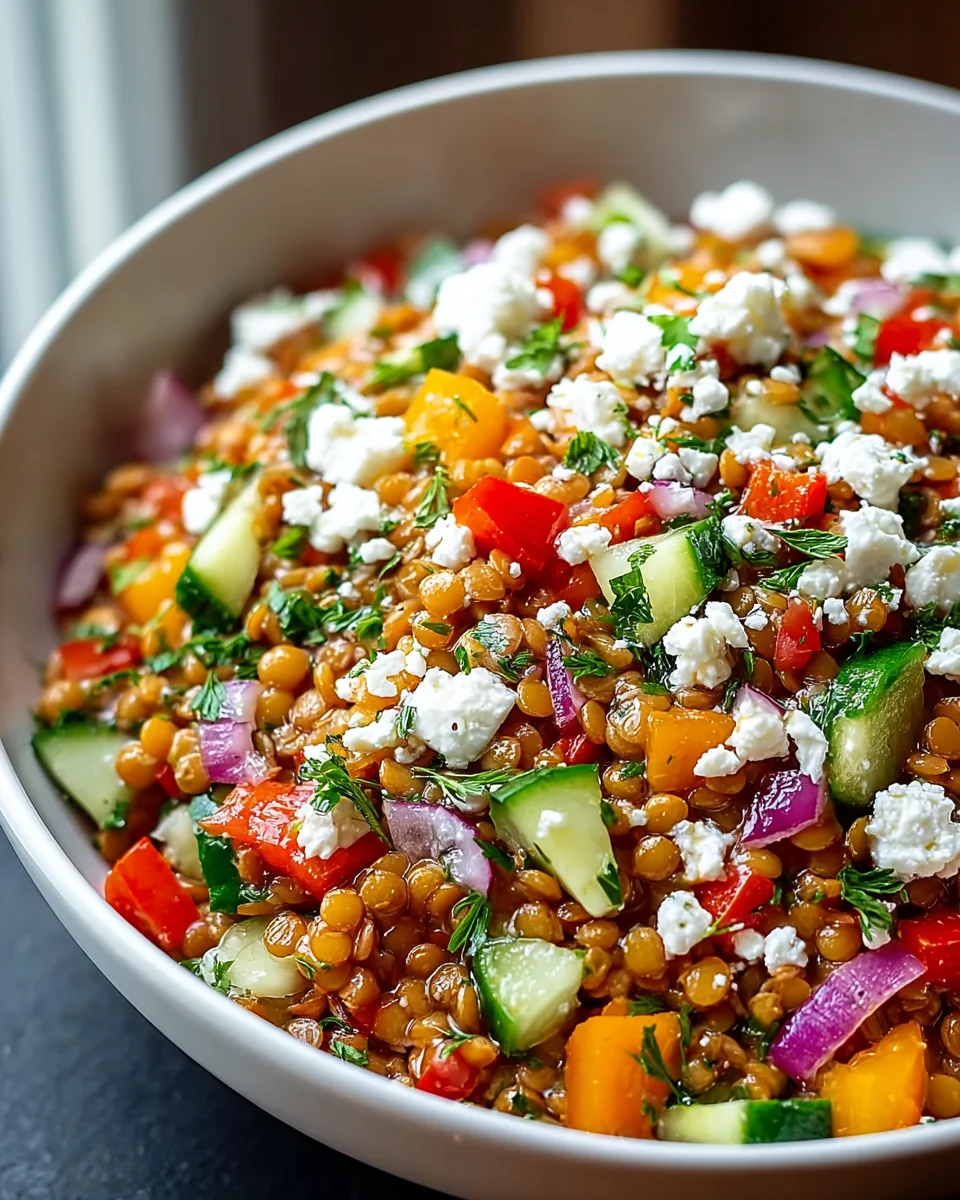 Orientalischer Rote Linsensalat mit Feta – Schnell & Lecker