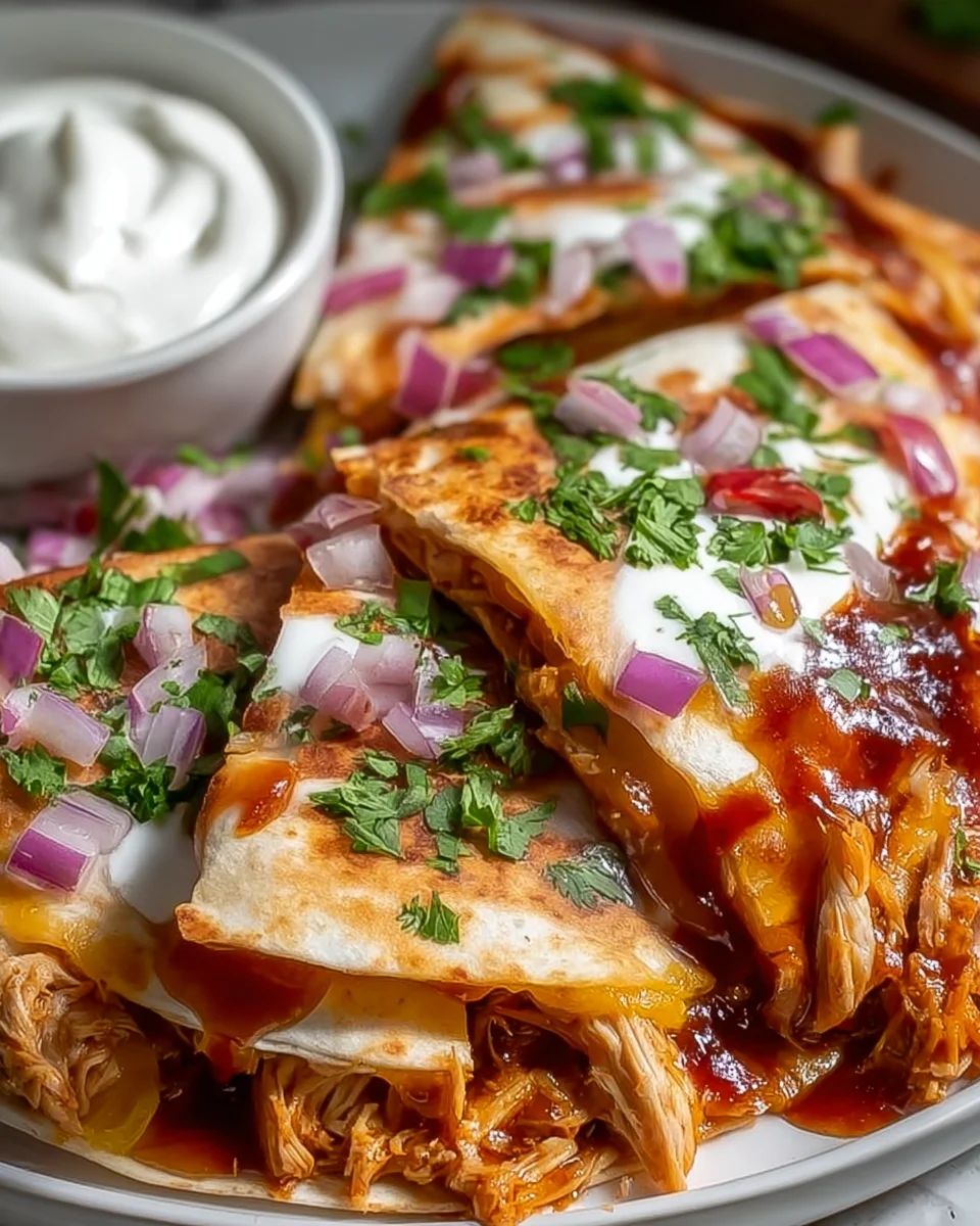 Leckere Hot Honey BBQ Chicken Quesadillas für jeden Anlass