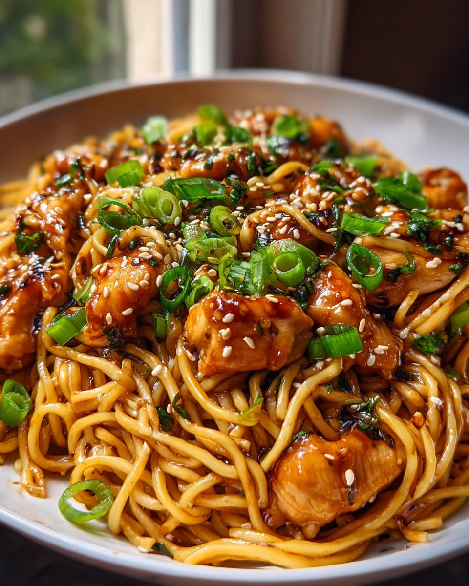 Sticky Garlic Chicken Noodles – Leckere Nudeln mit Hähnchen