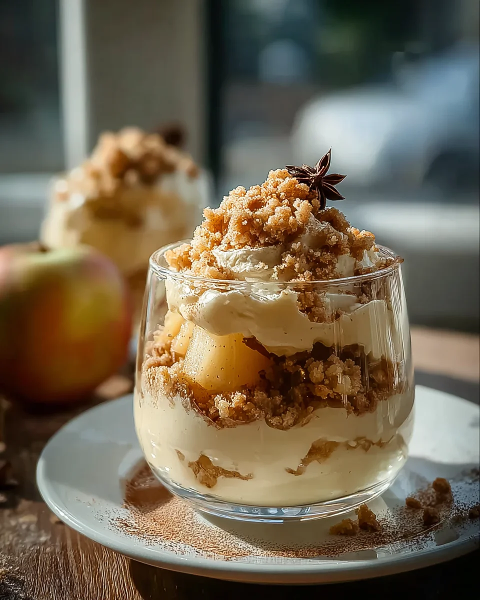 Himmlischer Bratapfel Crumble mit Zimtcreme im Glas