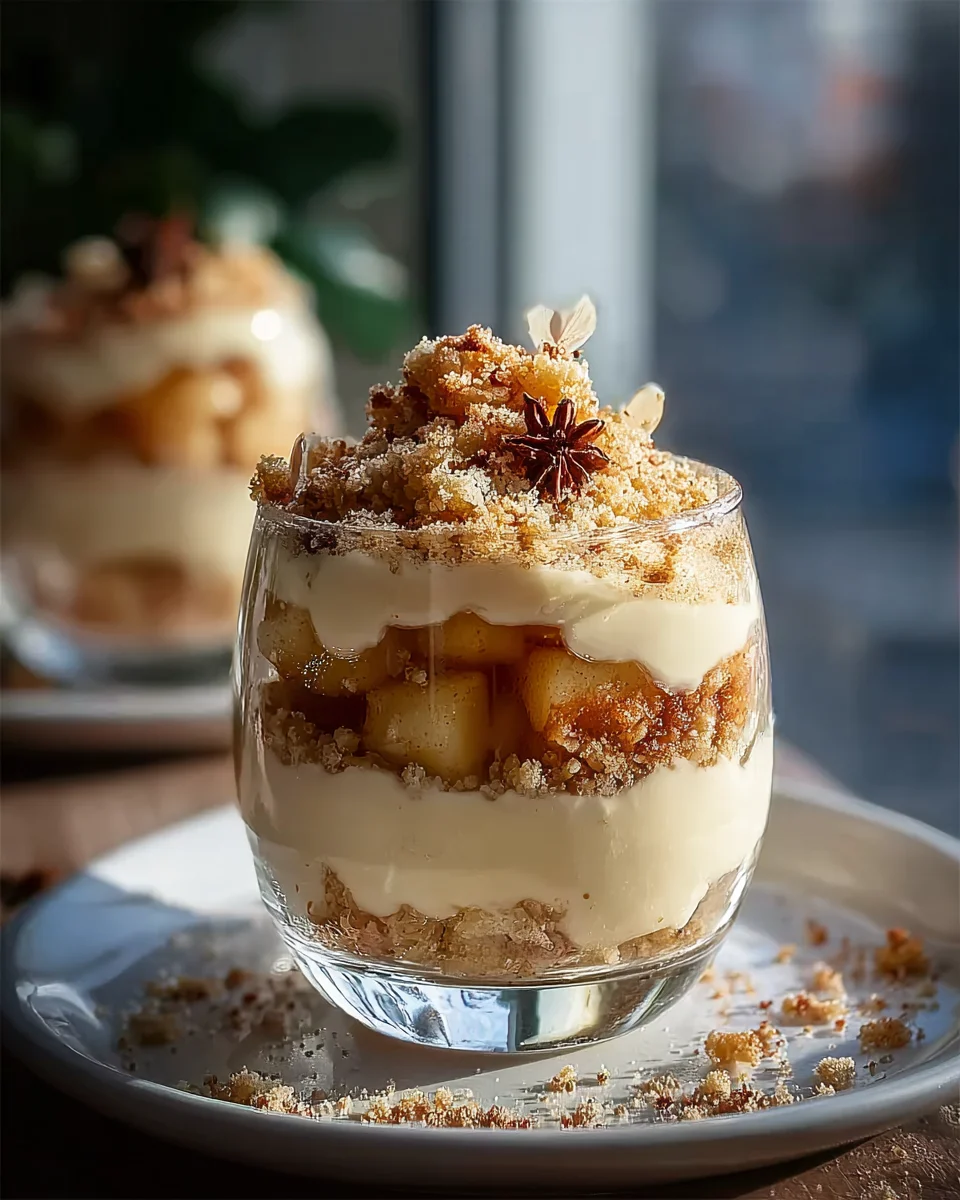 Himmlischer Bratapfel Crumble mit Zimtcreme im Glas