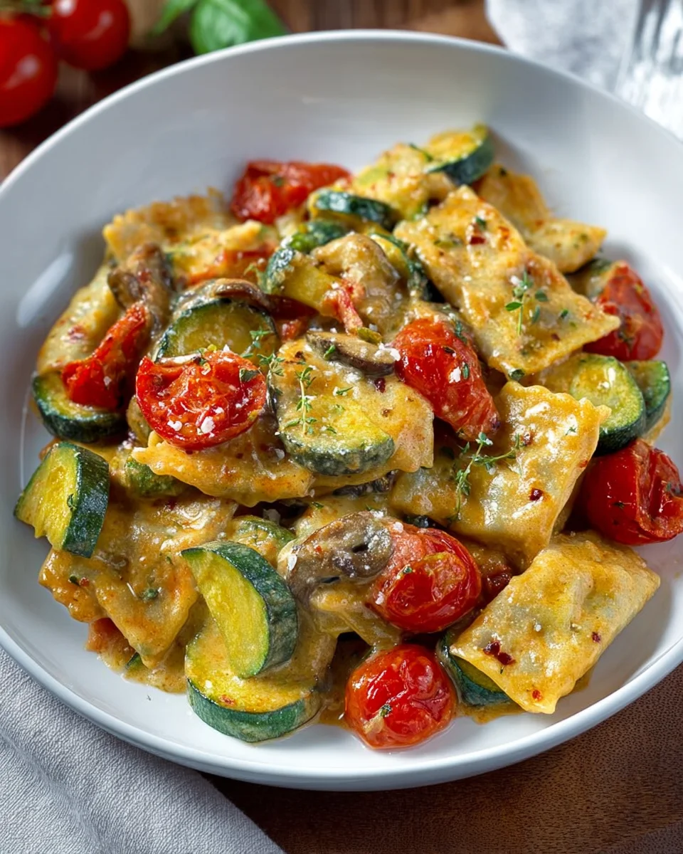 Cremige Maultaschenpfanne mit Zucchini und Tomaten genießen