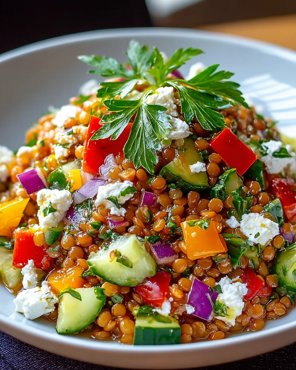 Orientalischer Rote Linsensalat mit Feta – gesund & lecker!