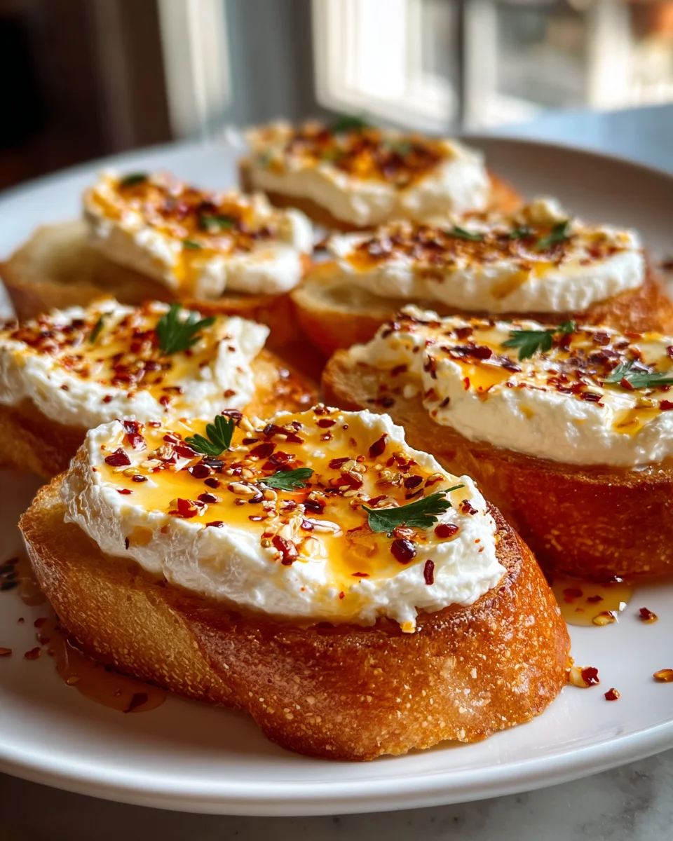 Süße und würzige Feta-Crostini mit heißem Honig Rezept