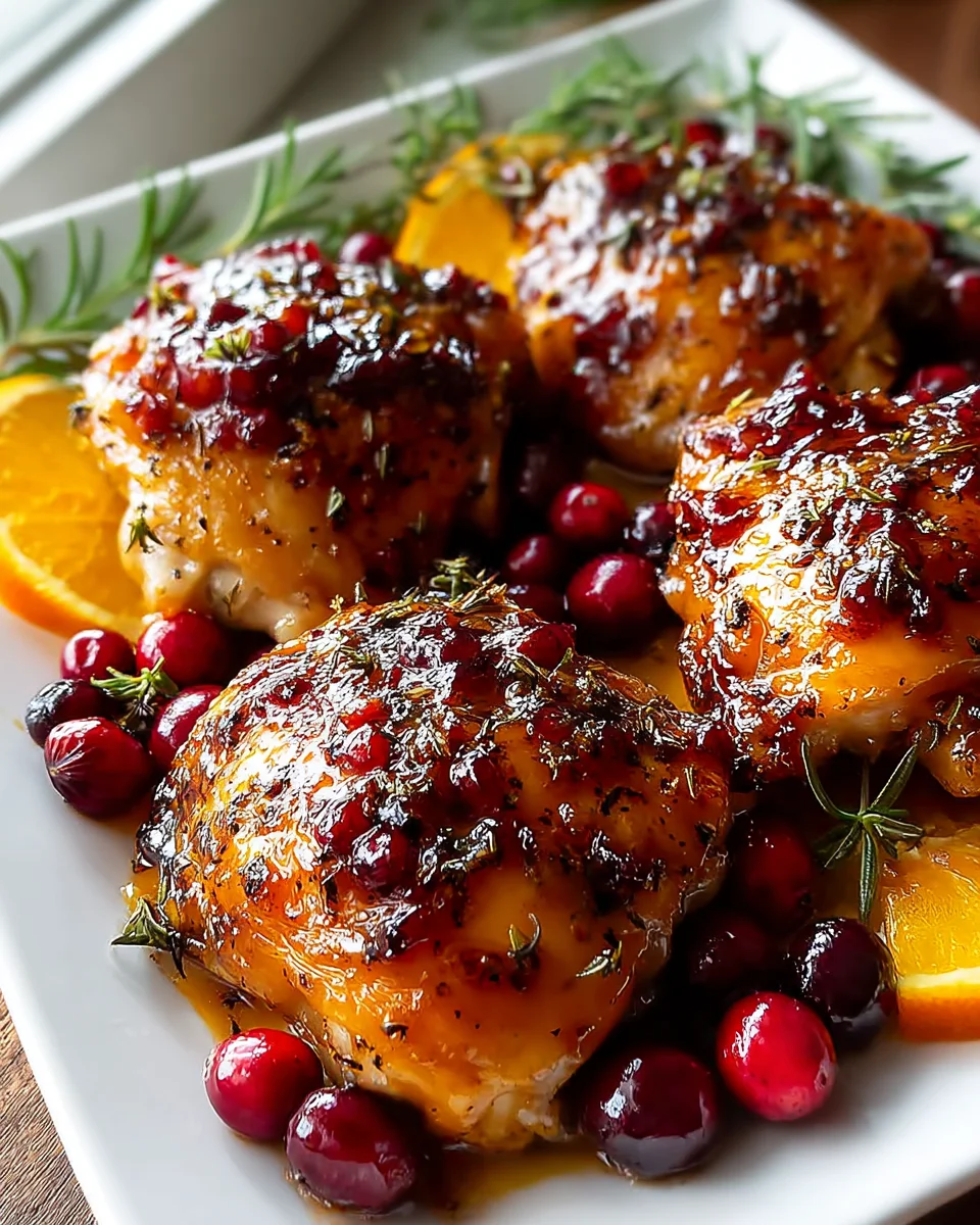 Unglaubliches Rezept: Gebackene Orange Cranberry Hähnchenkeulen