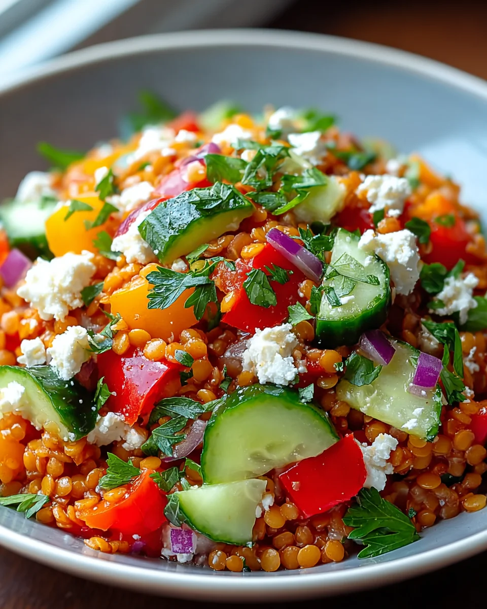 Orientalischer Rote Linsensalat mit Feta – gesund & lecker!