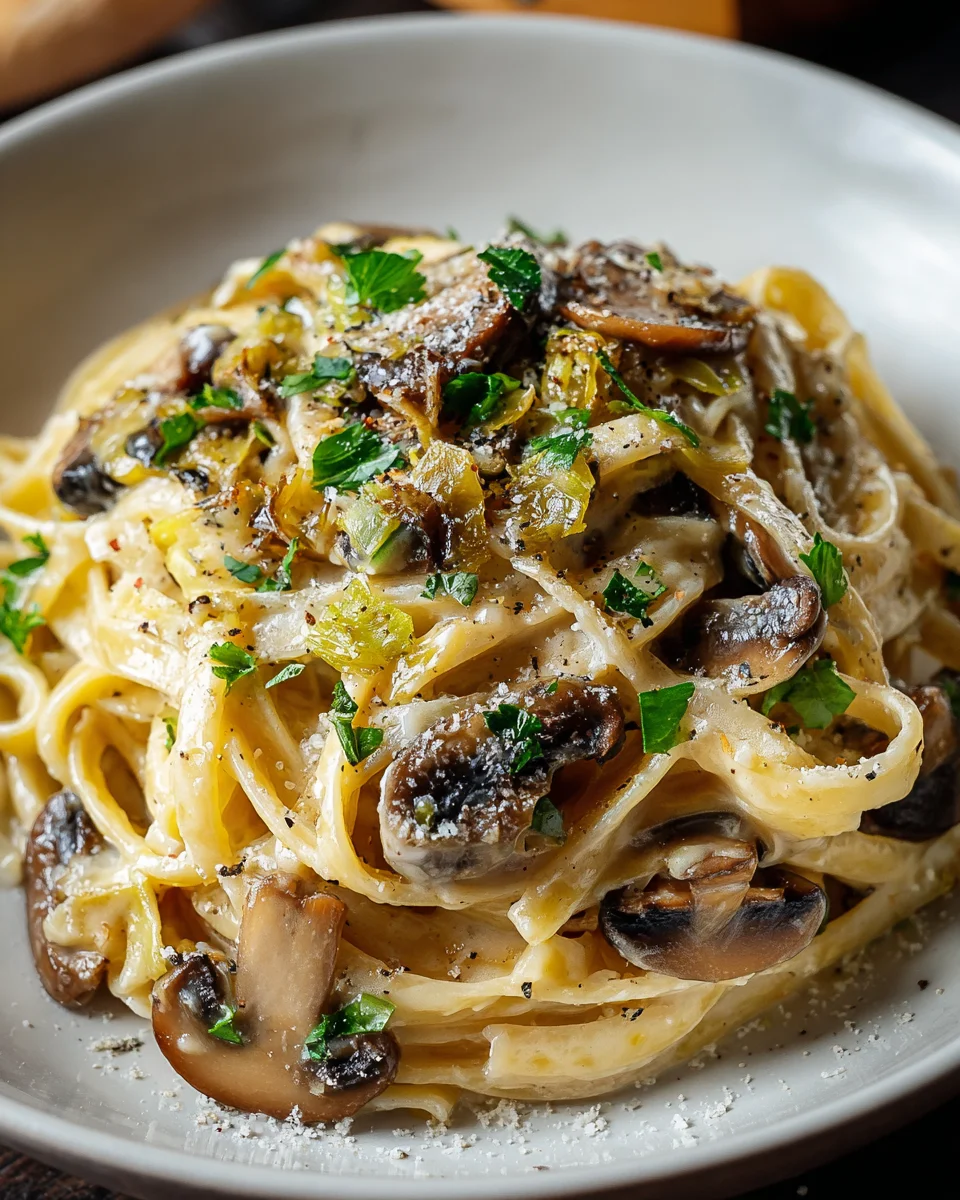 Karamellisierte Lauch- und Pilz-Gruyère-Pasta Rezept