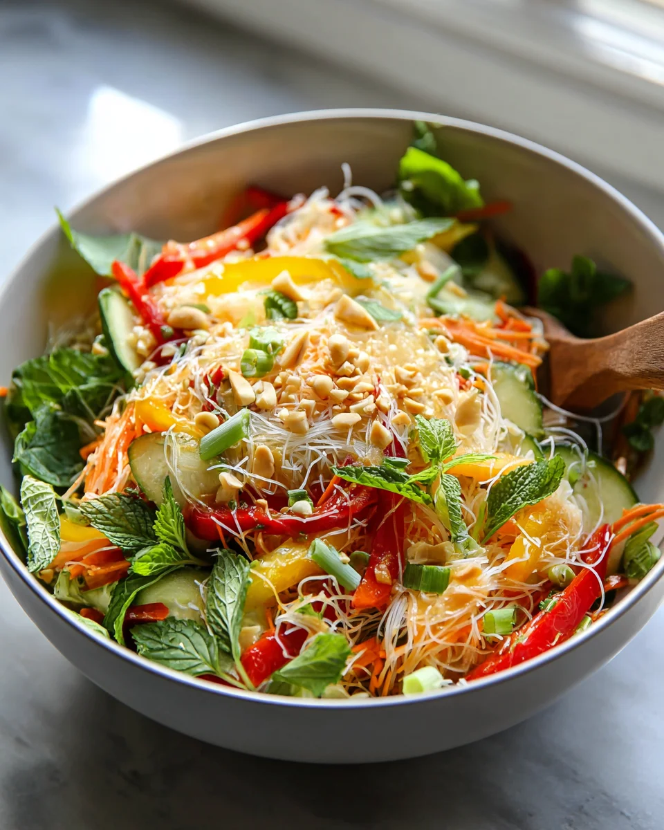 Frischer Frühlingsrollen-Salat mit würzigem Dressing-Rezept