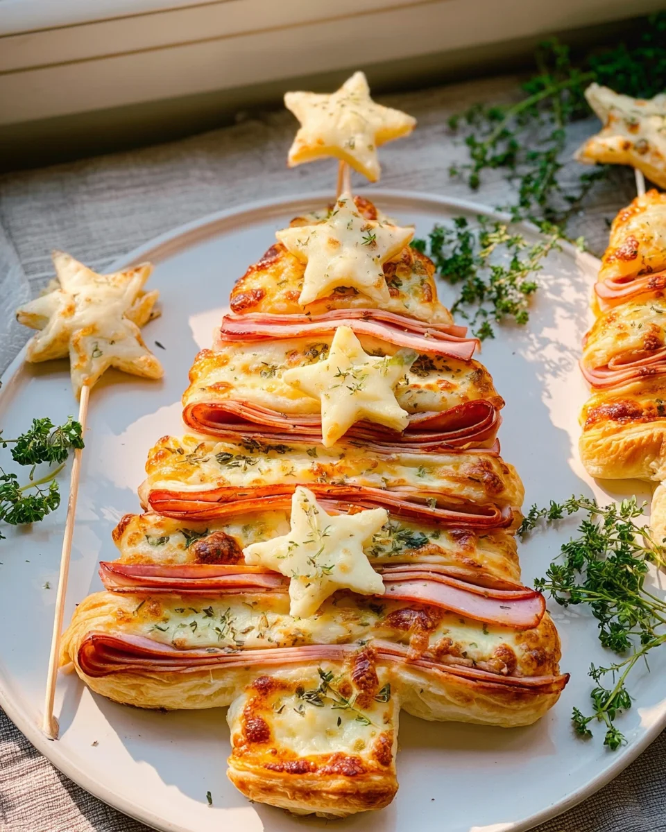 Pizza Weihnachtsbaum mit Käse & Rinderschinken – festlich!