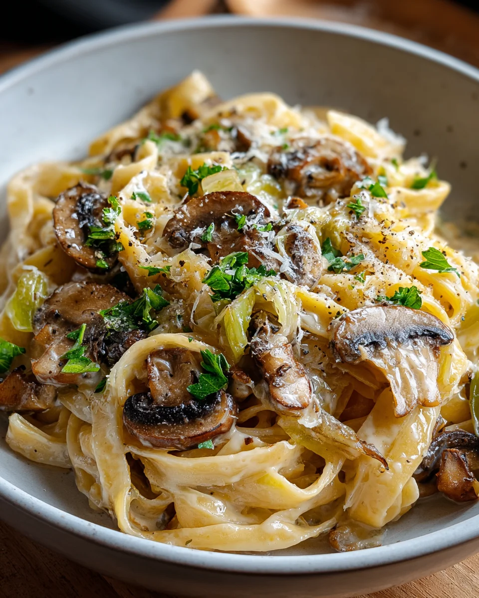 Karamellisierte Lauch- und Pilz-Gruyère-Pasta Rezept