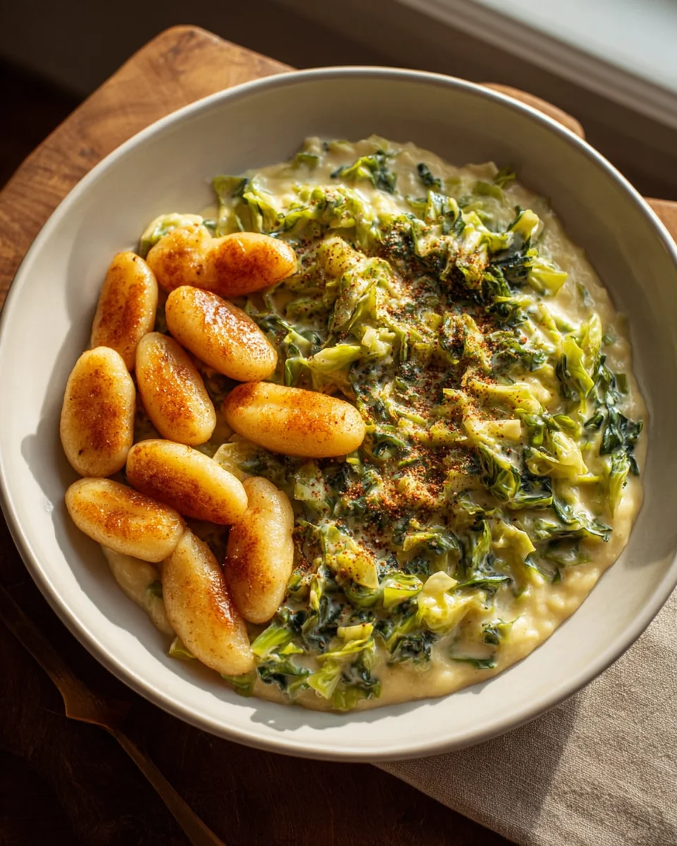 Cremiger Rahmwirsing mit Schupfnudeln – Deftig und vegetarisch!