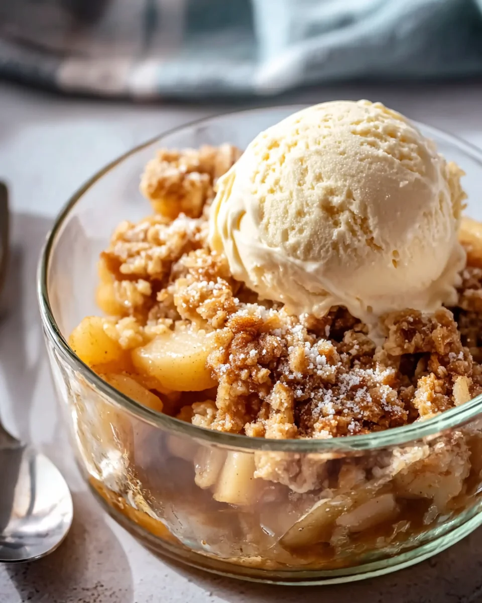 Himmlischer Bratapfel Crumble mit Vanilleeis Rezept