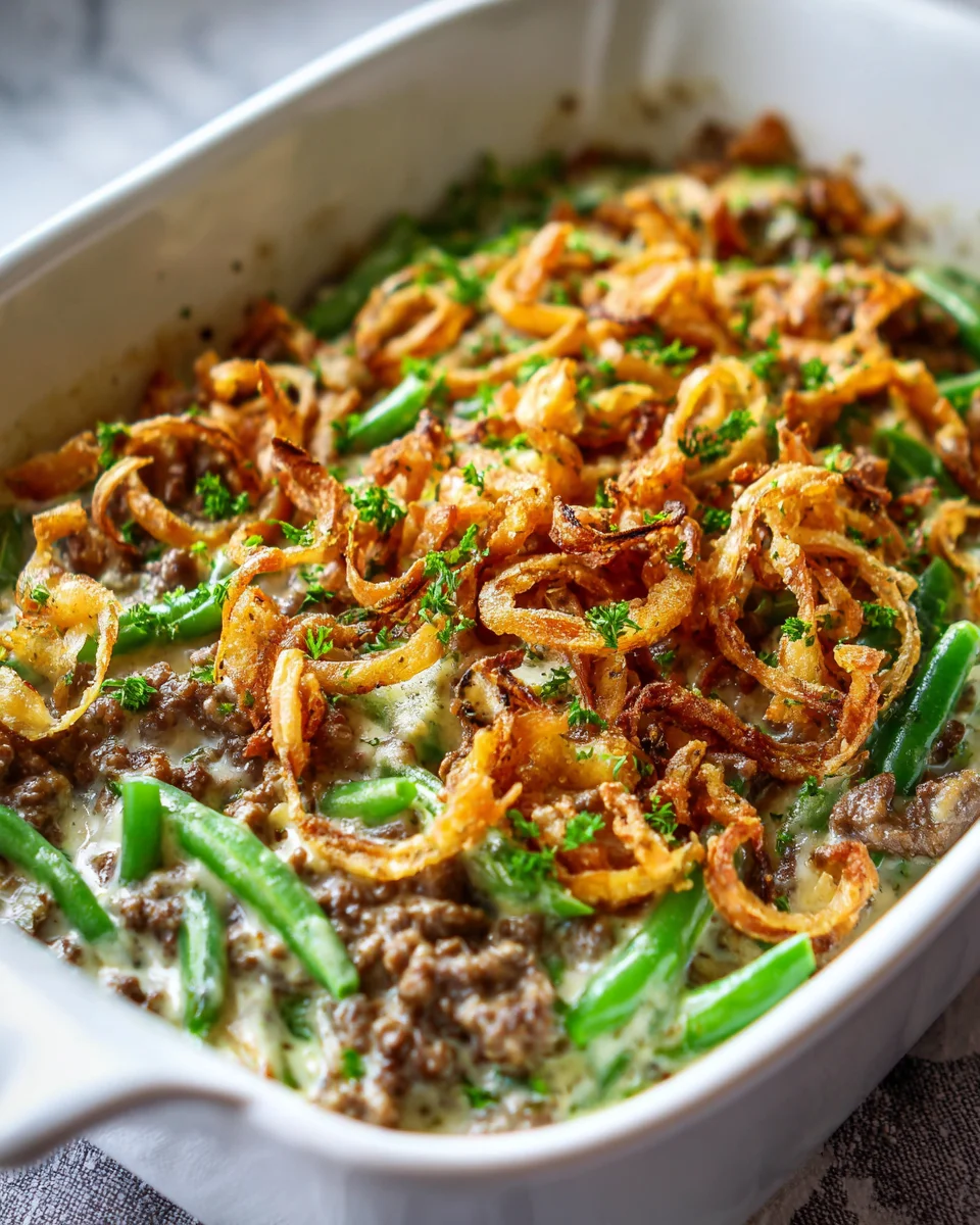 Einfacher & Cremiger Rinderhack-Grüne-Bohnen-Auflauf