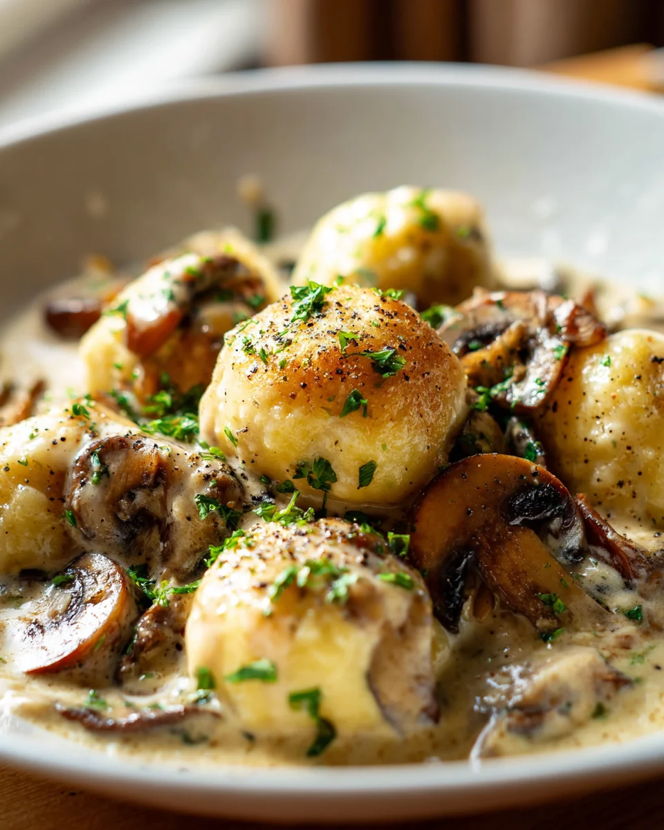 Cremige Kartoffelknödel & Pilzrahm-Pfanne: Einfach & Lecker!
