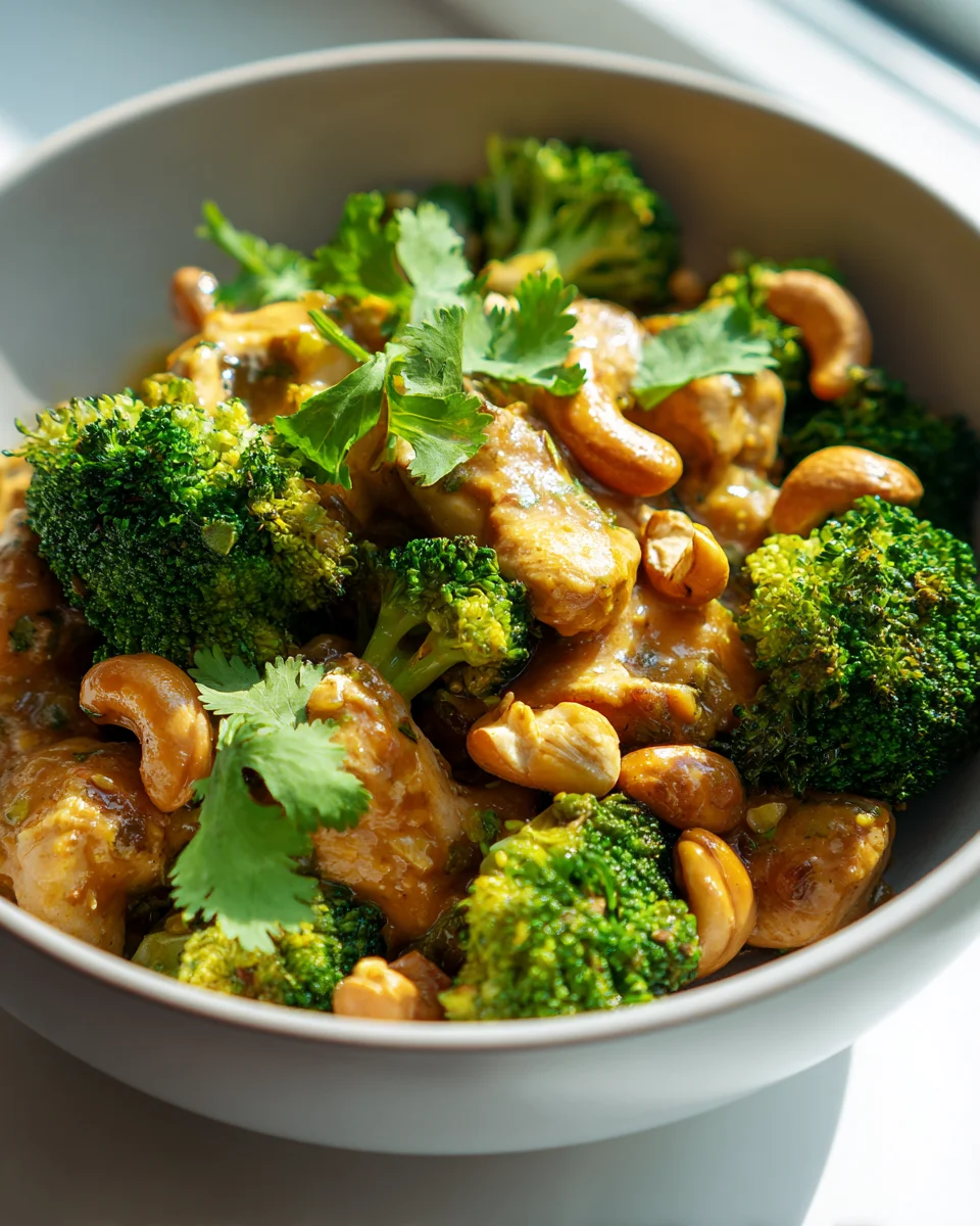 Cremiges Slow Cooker Cashew Chicken mit Brokkoli