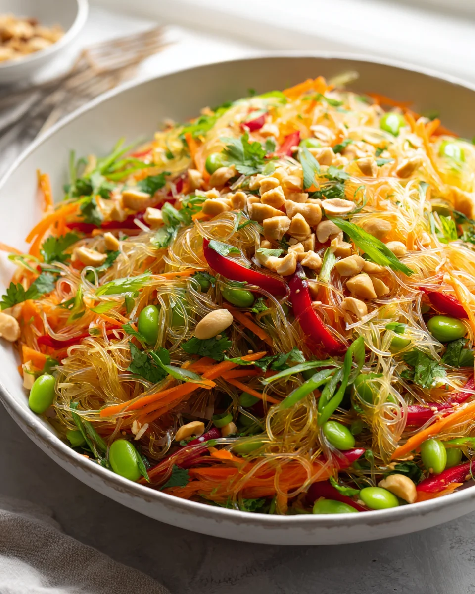 Frischer Glass Noodle Salad Yum Woon Sen mit Rindfleisch genießen!