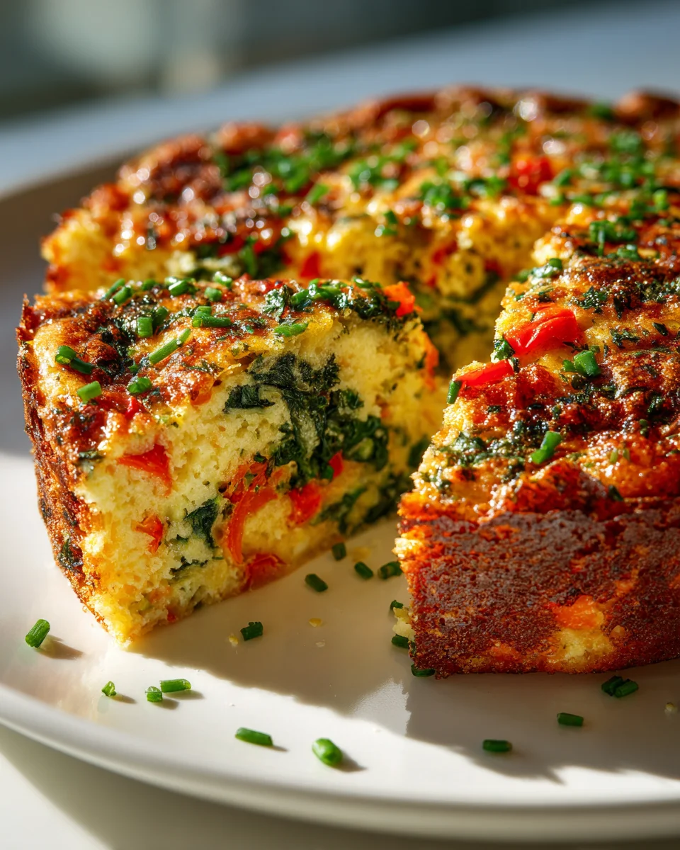 Herzhafter Frühstücks Gemüse Kuchen mit Ei und Kräutern