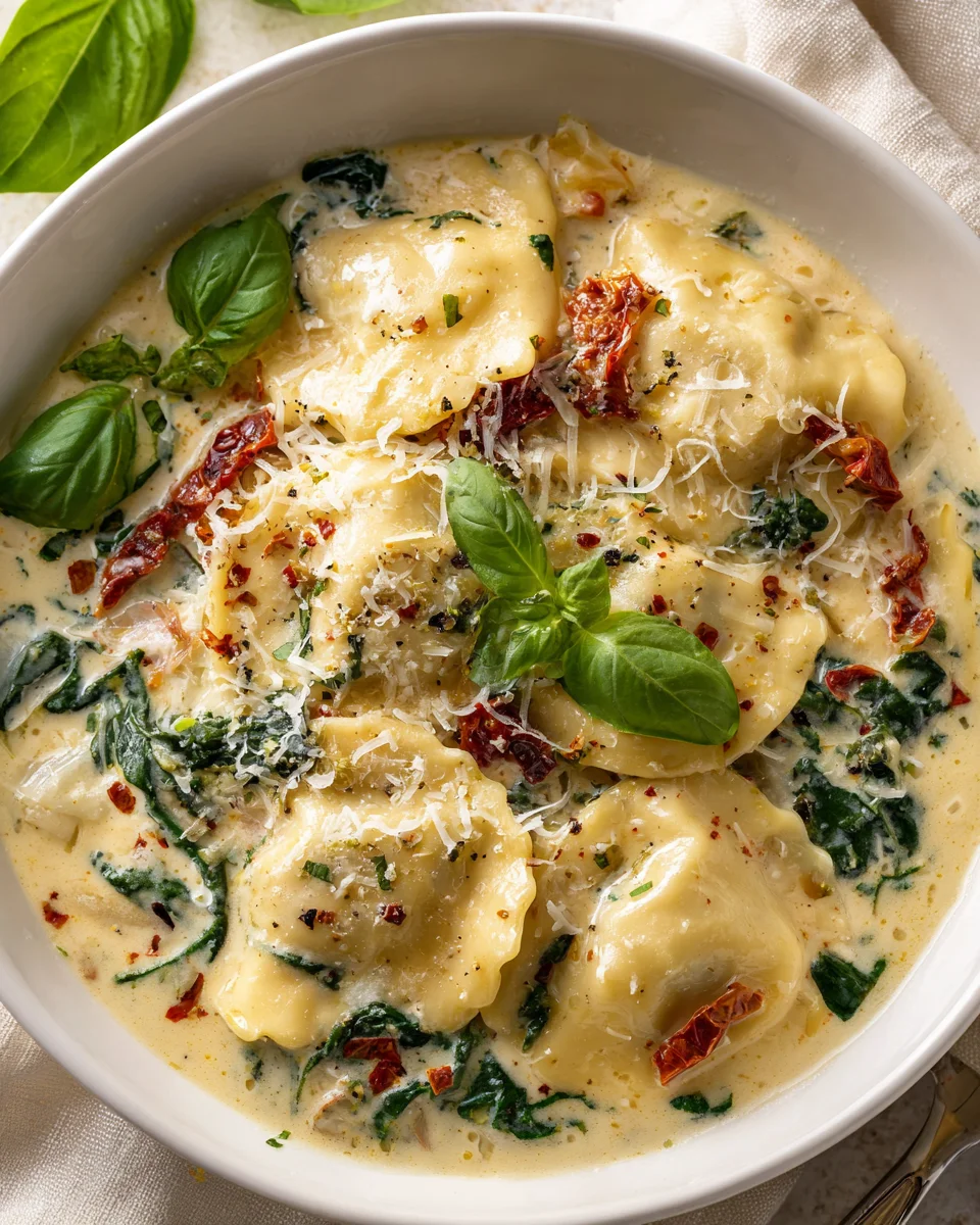 Einfaches Rezept: Cremige Toskana Ravioli Suppe zum Genießen