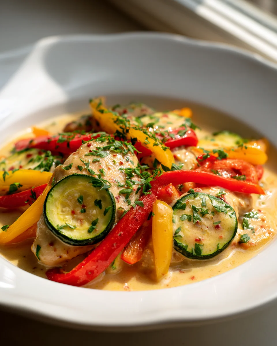 Cremiges Paprika Zucchini Sahne Hähnchen: Schnell & lecker!