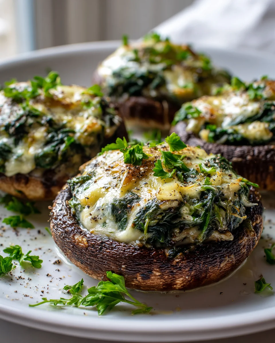 Mozzarella-Spinat gefüllte Portobello: Schnell & Lecker!