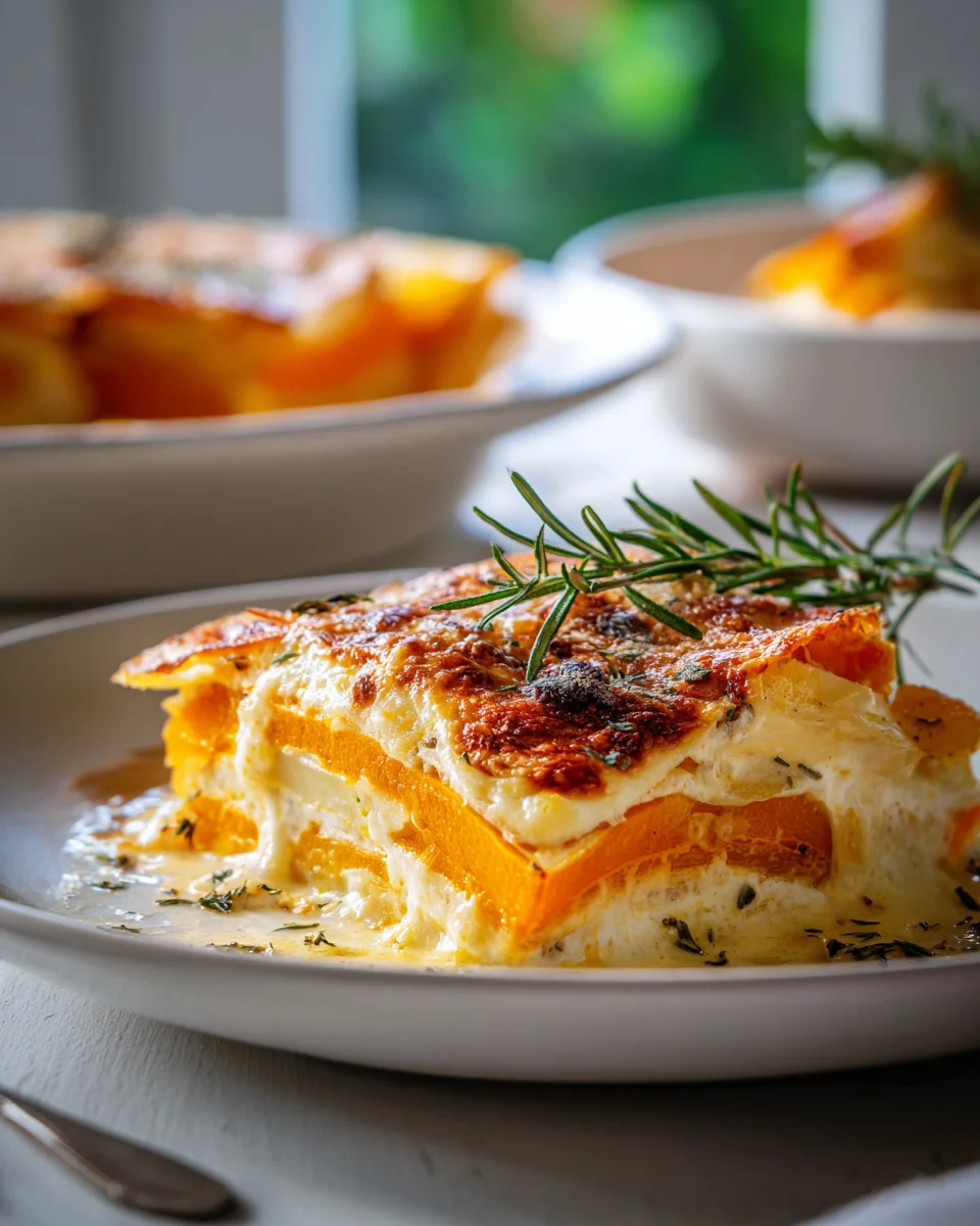 Rezept: Cremiger Kürbis Kartoffel Auflauf für Genießer