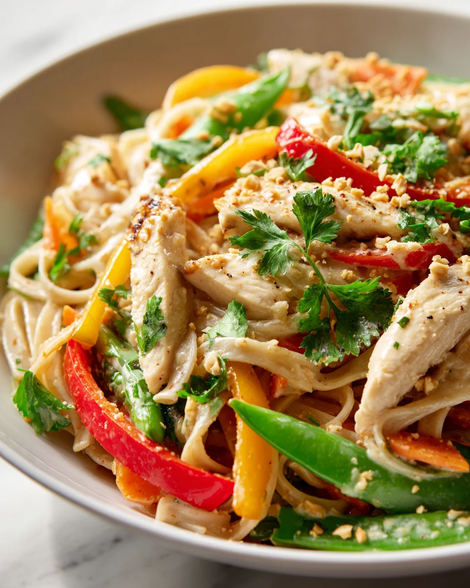 Cremige Thai Kokos Hähnchen Nudel Pfanne – Einfach gemacht!