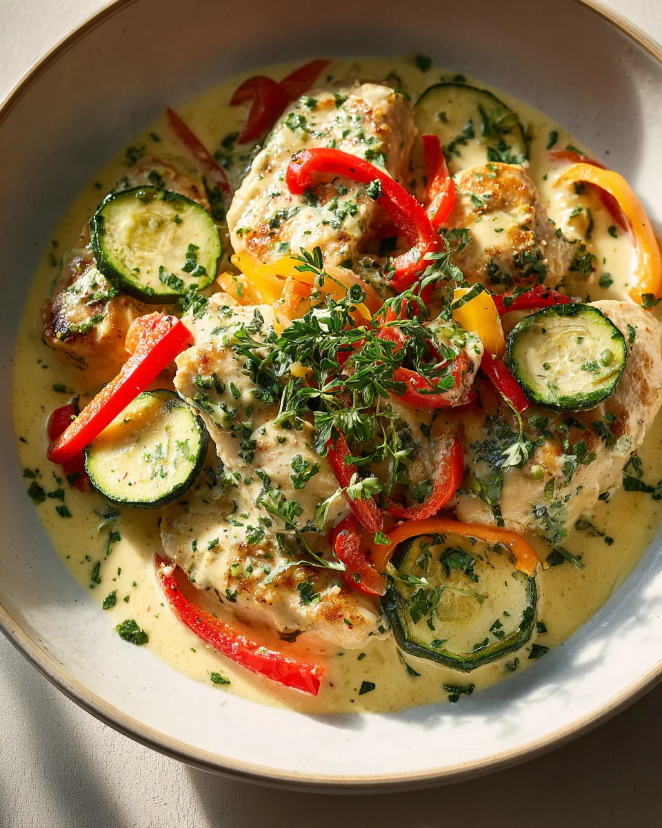 Cremiges Paprika Zucchini Sahne Hähnchen: Schnell & lecker!
