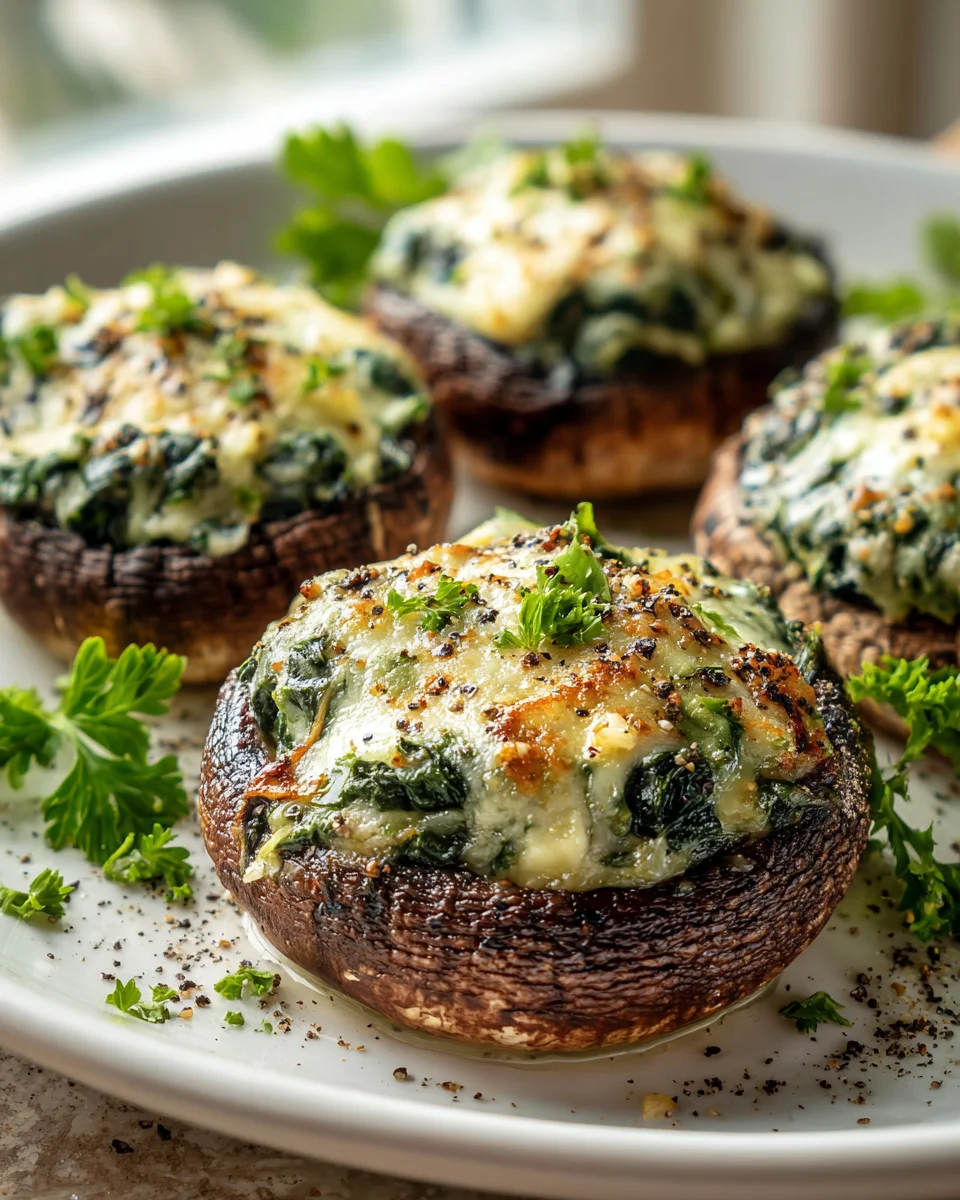 Mozzarella-Spinat gefüllte Portobello: Schnell & Lecker!