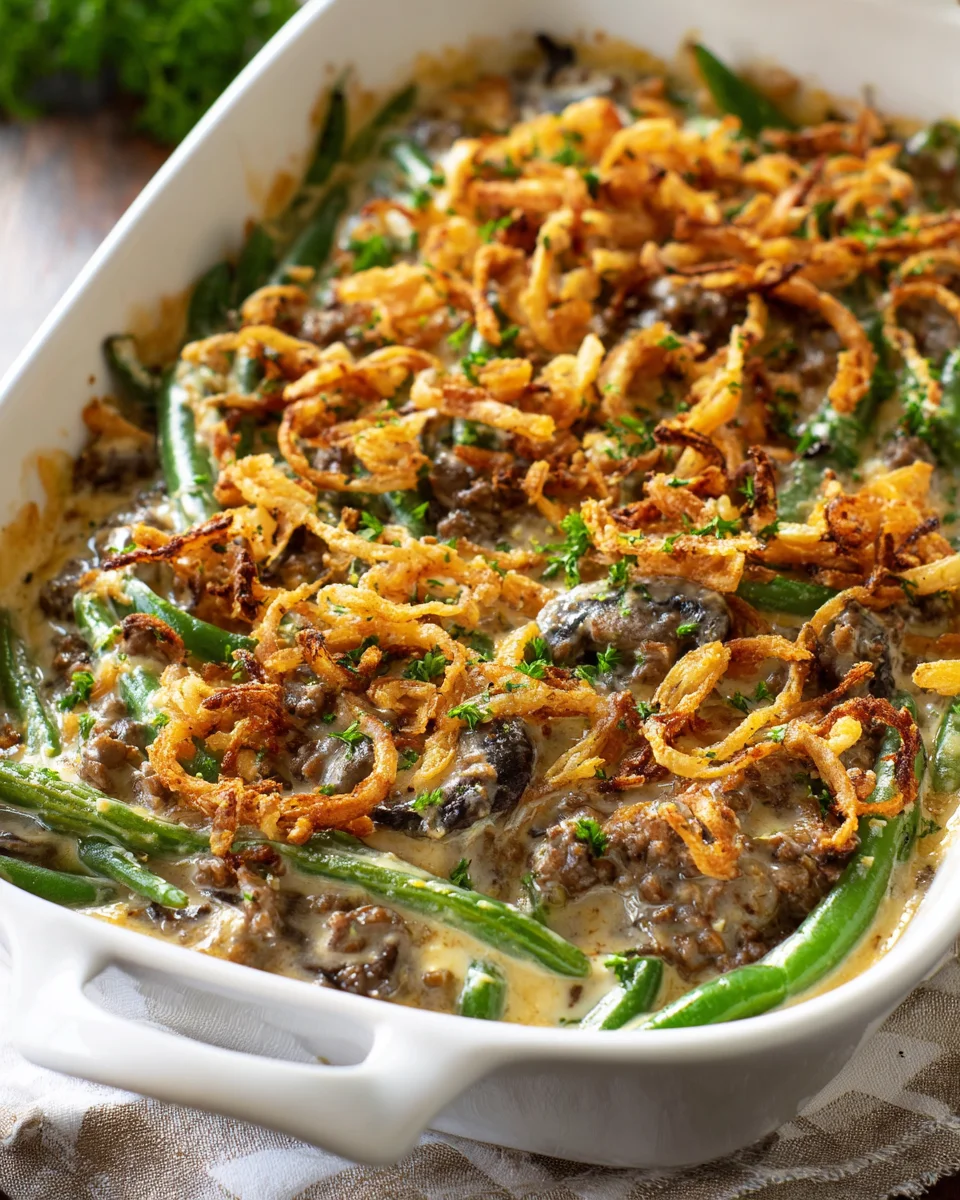 Einfacher & Cremiger Rinderhack-Grüne-Bohnen-Auflauf