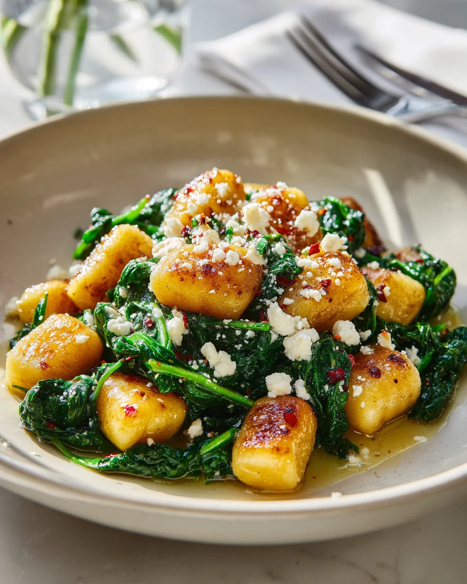 Knusprige Gnocchi mit Spinat & Feta: Einfach & Lecker!