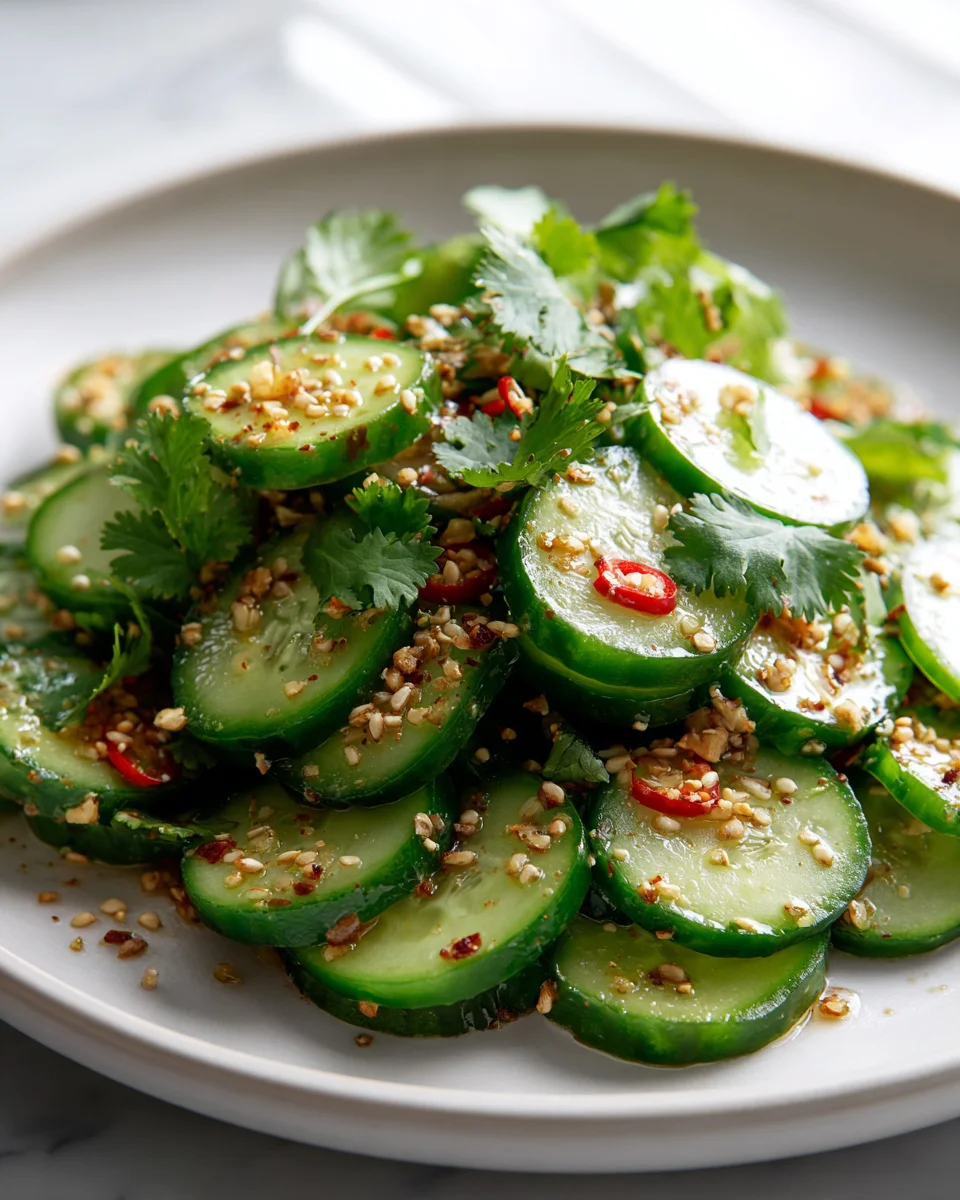 Asiatischer Gurkensalat mit Chili-Sesam – erfrischend!