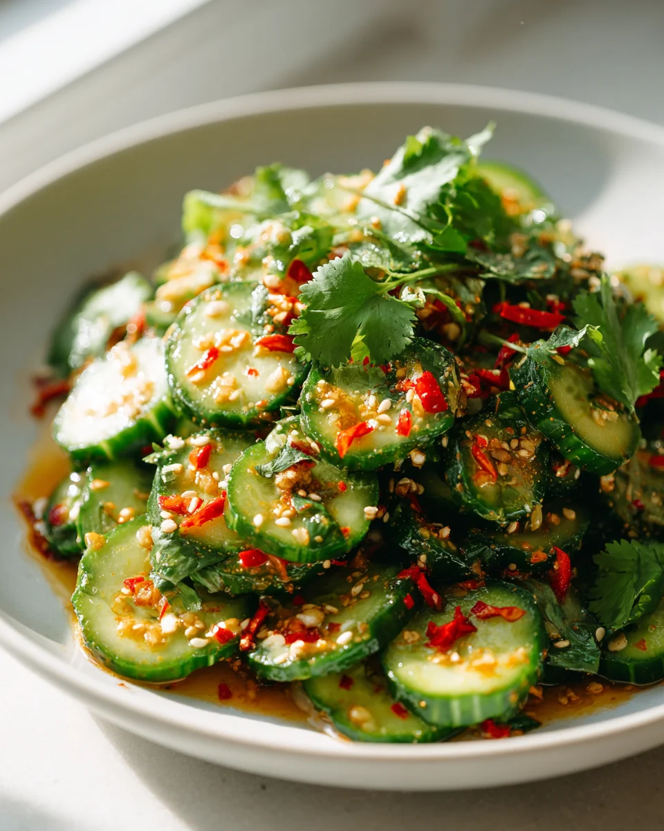 Asiatischer Gurkensalat mit Chili-Sesam – erfrischend!
